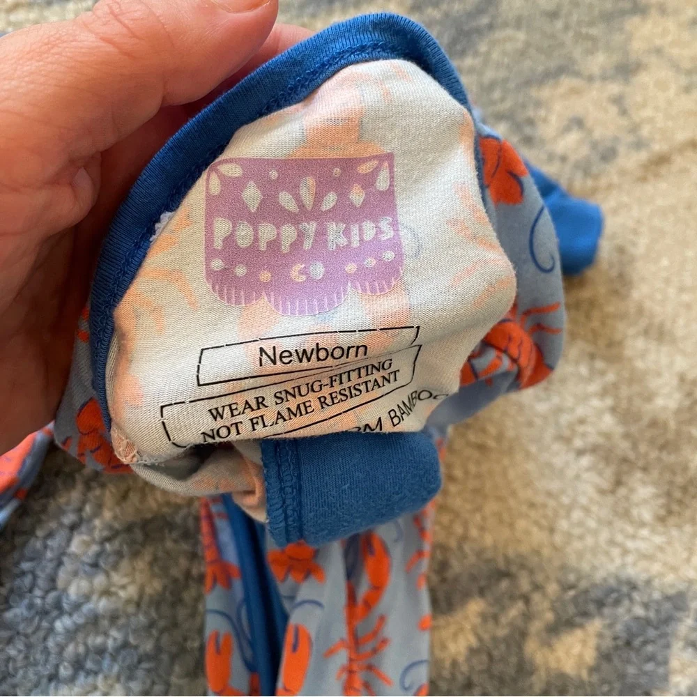 Poppy Kids Co Lobster Print Kids Footie Pajamas Newborn